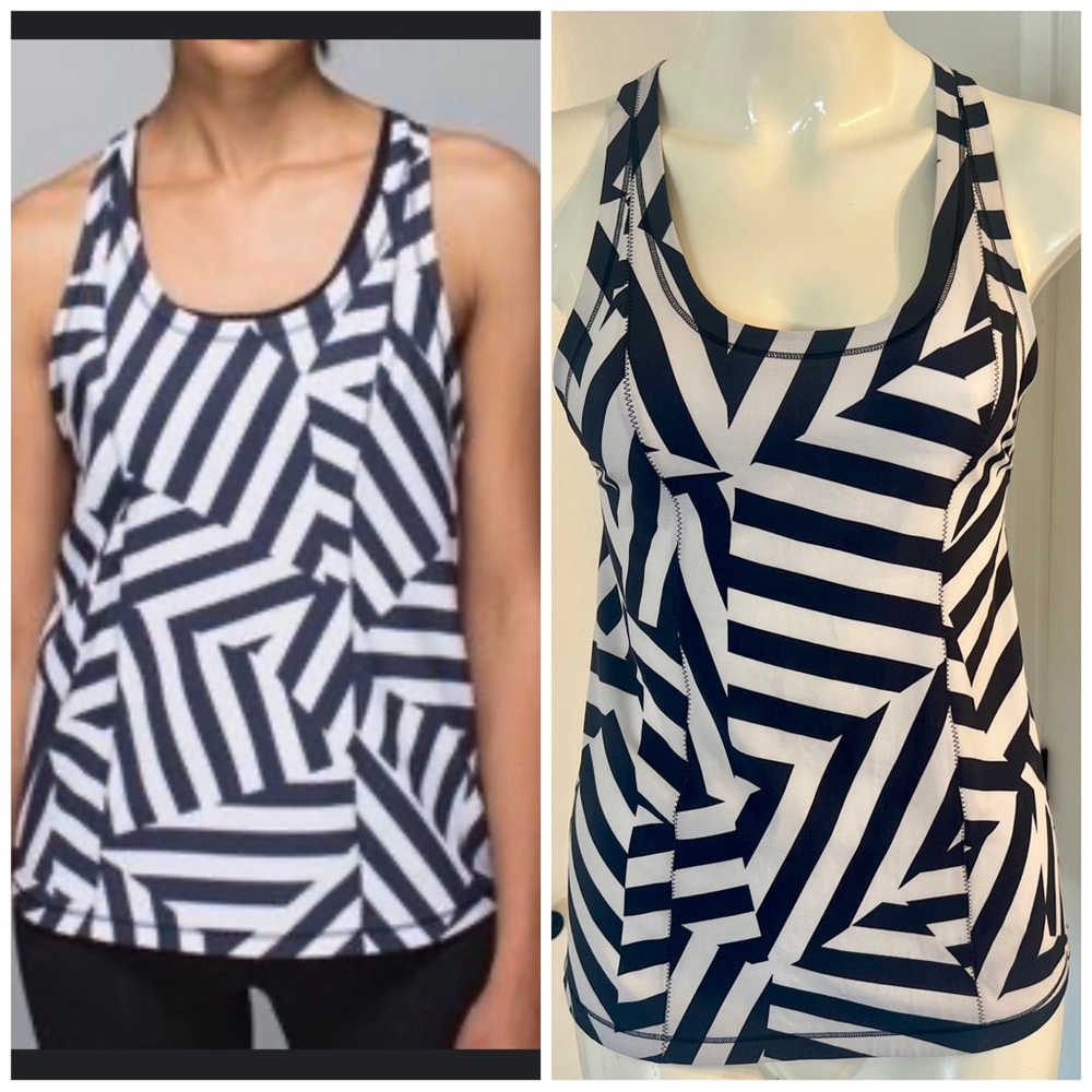 Lululemon Seawheeze Lightened Up Singlet in Black/White Sway Stripe 4 Approx